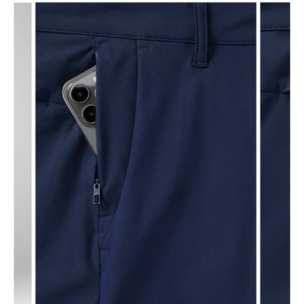 Men's Navy Blue Fabletics Slim Fit Tapered The Don Trouser Pants